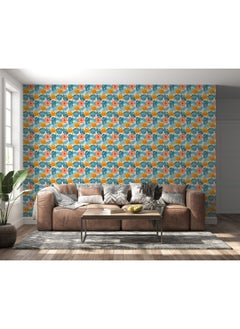 Buy Illustration Of A Tropical Flower Pattern Seamless Repeating Pattern Fabric Wallpaper Covers An Area ​​Up To 4.2Mx3M With Adhesive And Smoothing Tool in Egypt