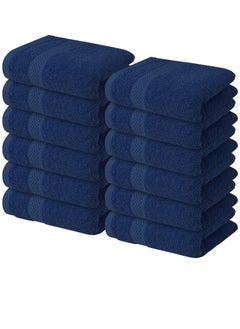 اشتري Infinitee Xclusives [12 Pack] Premium Blue Wash Cloths and Face Towels, 33cm x 33cm 100% Cotton, Soft and Absorbent Washcloths Set - Perfect for Bathroom, Gym, and Spa في الامارات