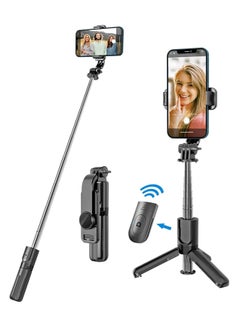 اشتري selfie stick Mini Fashion Selfie Stick Tripod Stand Multi-functional Compact Bluetooth Selfie Stick with Non-Slip Tripod, Compatible with Mi/Iphone/Oppo/Vivo/OnePlus/Samsung for Travel Online Class O في الامارات