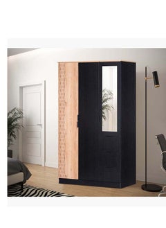 Buy Jordan 3-Door Wardrobe With 3 Drawers And Mirror 120x206.5x55.5 cm in UAE