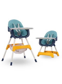 اشتري كرسي مرتفع للأطفال 2 في 1 من Baybee - كرسي تغذية للأطفال الرضع مزود بمسند قدم بارتفاع قابل للتعديل وحزام أمان للأطفال مع صينية وكرسي مرتفع للأطفال من سن 6 أشهر إلى 4 سنوات - أزرق في الامارات
