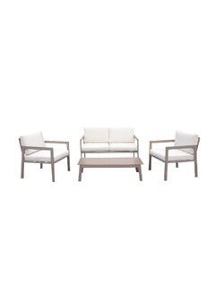 Buy 4-Piece Weather Resistant Elegant Outdoor Seating Set Brown and White 58 x 75 x 128 cm 202318S in Saudi Arabia