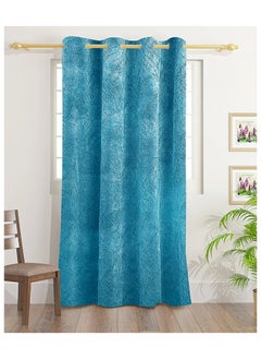 Buy Camila Velvet Copper Print Curtains With Groomets - Polyester-Single Window Curtain- Sound, Sunlight And Heat Insulation- 240X140Cm - Turquoise in UAE