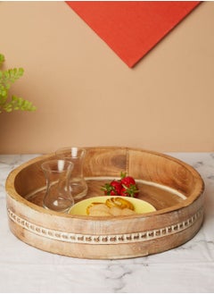 Buy Round Carved Wooden Tray in UAE