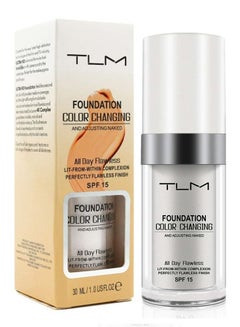 اشتري Foundation Liquid 30ml Concealer Cover Cream Flawless Color Changing Foundation Makeup Warm Skin Tone Cosmetics for Women and Girls في الامارات