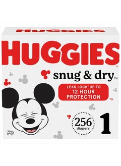 Buy Huggies Size 1 Diapers, Snug & Dry Newborn Diapers, Size 1 (8-14 lbs), 256 Ct (4 packs of 64), Packaging May Vary in UAE