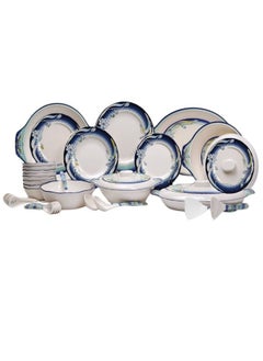 Buy DMW Arkon Blooming Design #3: High-Quality Melamine Dinner Set for 8 Persons Dishwasher & Microwave Safe, Lightweight & Indestructible 101 Pcs, Dove Melaminware in UAE