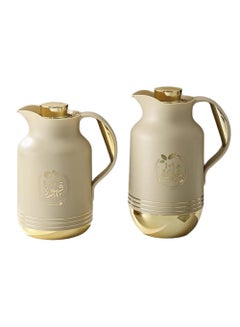 Buy Petros Thermos Set Of 2 Pieces For Coffee And Tea Light Brown/Golden1 Liter And 0.7 Liter in Saudi Arabia