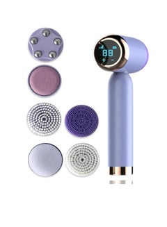Buy Facial Cleansing Brush Luxury Rechargeable 6 in 1 LED Display Controlled, Sonic Face Exfoliator, Scrubber, Full Face SPA with Gentle Microdermabrsion for Deep Cleansing in UAE