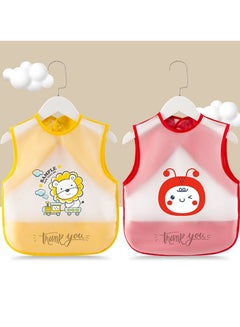 Buy 2-Pack Baby Bib for Eating and Feeding with Waterproof and Easy to Clean Cartoon Thin Sleeveless Bib for Infant and Toddler Anti-Dirt and No-wash in Saudi Arabia