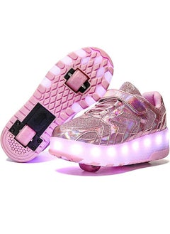 Buy Breathability Roller Shoes USB Charge Girls Boys Sneakers with Wheels LED Roller Skates Shoes in Saudi Arabia