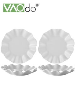 اشتري 4PCS Ruffled Fruit Snack Plate Pure White Ceramic Snack Plate Irregular Thickened Ice Cream Bowl 8 Inches في الامارات