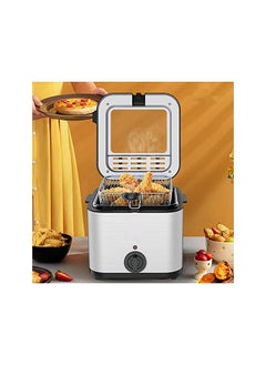 اشتري Deep Fryer 2.5L Tank Deep Fat Fryer with Viewing Window Temperature Up to 180°C Stainless Steel Chip Fryer Cold Zone Technology Removable Oil Basket Automatic Fryer 1000W (Black-B) في الامارات