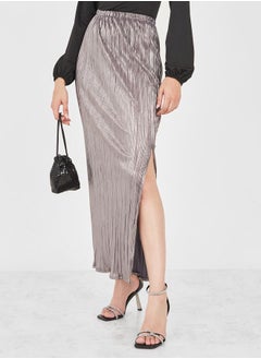 Buy Plisse Side Slit Maxi Skirt in Saudi Arabia