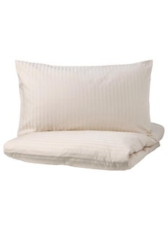 Buy Duvet Cover And Pillowcase Light Beige 150X200/50X80 Cm in Saudi Arabia