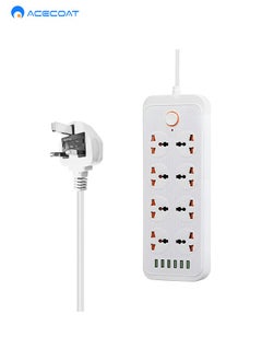 Buy Universal Power Strips Extension Lead Outlets All in one Wall Plug Adapter with 6 USB Hub & 8 Gang Electrical Sockets,Surge Protection UK Plug Cable Cord with 2M Power Cord for Home Office in Saudi Arabia