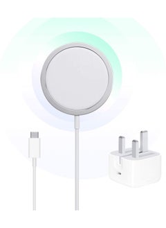 Buy 20W Magnetic Wireless Charging Cable USB-C Compatible with Apple iPhone 12/12 Mini/12 Pro/12 Pro Max White in UAE