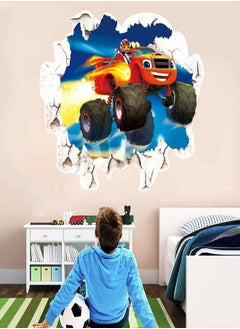 اشتري Whirlwind battle team cartoon wall sticker living room bedroom wall graffiti decoration cartoon 3D broken wall sticker في السعودية