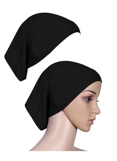 Buy 2 Packs Women Hijab Undercap Cotton Tube Cap Hijab Breathable Hijab Cap Underscarf Hijab Scarf for Women Muslim Headscarf Headwrap Black in Saudi Arabia