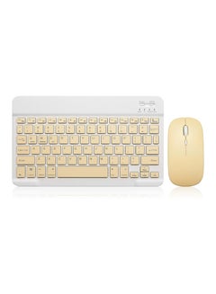 Buy AWH Bluetooth Keyboard and Mouse Combo Rechargeable Portable Wireless Keyboard Mouse Set (10 inch Yellow) in UAE