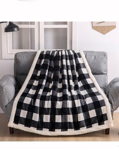 اشتري Sherpa Black White Checker Plaid Pattern Decorative Soft Comfortable Lightweight Fuzzy Throw Blanket for Couch Sofa Bed 130x150cm في السعودية