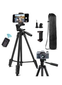 Buy TYCOM Tripod Stand 53" Extendable Mini Cell Phone Tripod with Portable Pouch, Bluetooth Remote Shutter and Phone Mount for iPhone/Android Phone/Gopros/DSLR Cameras in UAE