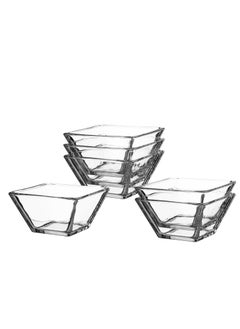 Buy Yoghurt dessert set, transparent glass, square, 6 pieces in Saudi Arabia