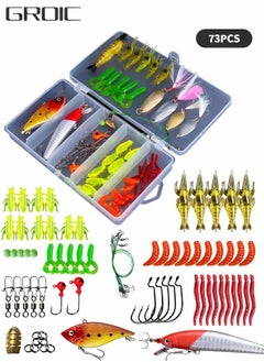 اشتري 73Pcs Fishing Lures Kit Set, Baits Tackle Kit Including Crankbaits, Topwater Lures, Spinnerbaits, Worms, Hooks, Lures, Soft Plastic Worms, Tackle Box and More Lures في السعودية