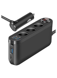 اشتري Car Charger, 200W Cigarette Lighter Splitter 3 Socket with PD3.0(20W) USB C QC3.0(18W) Car Charger, LED Display Voltage, 12V/24V Car Splitter Adapter with Extension Cord في السعودية