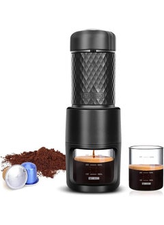 اشتري Classic Portable Espresso Maker, 2 in 1 Travel Coffee Maker, Compatible Capsules and Ground Coffee, Manual Espresso Machine, Hand Press Coffee Maker for Kitchen Travel, Camping, Hiking في السعودية