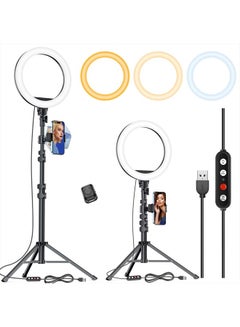 اشتري 10.2" Selfie Ring Light with 65" Adjustable Tripod Stand & Phone Holder for Live Stream/Makeup, Upgraded Dimmable LED Ringlight for Tiktok/YouTube/Zoom Meeting/Photography في الامارات