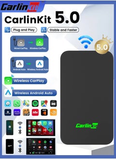 Buy CarlinKit 5.0 & 4.0 Wireless CarPlay Mini Adapter Android Auto Dongle Smart Car Play Box for iOS & Android BT Wifi Auto Connect in Saudi Arabia