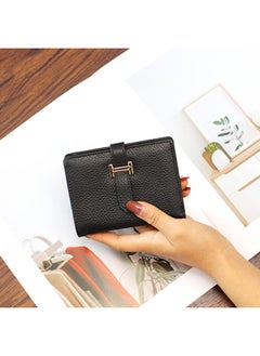 Buy First Layer Cowhide Short Wallet Women's Leather Small Ultra-thin Simple New Fashion Folding Large Capacity Wallet in Saudi Arabia