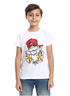 Buy Boys Round Neck Printed T-Shirt With Half Sleeves in Egypt