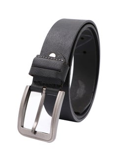 اشتري Desaro Style Men's Genuine Leather Black Belt With Silver Frame Buckle في الامارات