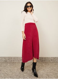 اشتري Flat Knit Asymmetric Hem Midi Skirt في السعودية