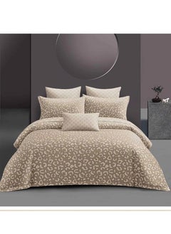 Buy King Size 6 Piece Duvet Cover Set Contemporary Leaf Print Bedding Sets, Smooth Cotton Material Modern Geometric Print in UAE