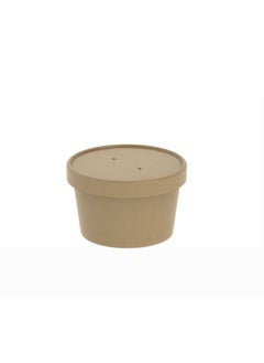 Buy 20-Piece Kraft Soup Bowls With Lid Brown 8 OZ in UAE