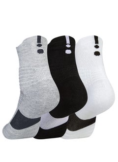 Buy Basketball Socks, Men's Sports Socks Thickened Mid Tube Badminton Socks Running Socks Outdoor Elite Socks, Sweat Absorbing Non-Slip Basketball Socks for Teens and Adults (3 Pairs) in UAE