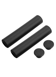 اشتري 1Pair Bike Handlebar Grip Non Slip Bicycle Handle Lock On Mountain Bike Grips Shock Proof Silicone Bike Grip With End Plugs (Black) Silicone Bike Grips في الامارات