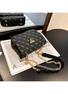 Buy GUESS shoulder bag, fashionable and versatile, printed retro small square bag, simple chain crossbody bag black in UAE