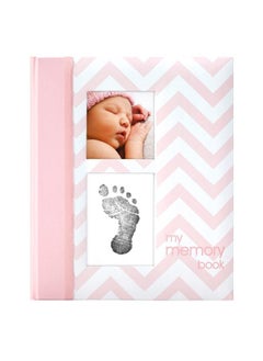 اشتري First 5 Years Chevron Baby Memory Book With Cleantouch Baby Safe Ink Pad To Make Baby Hand Or Footprint Included Newborn Milestone And Pregnancy Journal Pink في الامارات