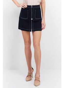 اشتري Women Solid Denim Mini Skirt, Navy في الامارات