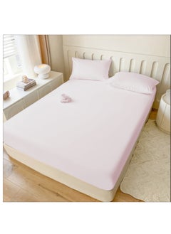 Buy Bedding Fitted Sheet: 3-Pcs King Size Solid Sheet With Pillowcases Set and Soft-Silky 30 Cm Extra Deep Brushed Microfiber Cooling Bed Sheet,Pearl Blush in Saudi Arabia