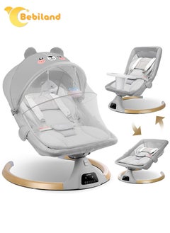 Buy Bear Shape Baby Swing with Detachable Dinner Plate, 3-in-1 Electric Rocking Chair with Remote Control, 4 Gears Sway Time, Bluetooth Support Baby Bouncer for 0-24 Months Toddler Infant (Grey) in Saudi Arabia