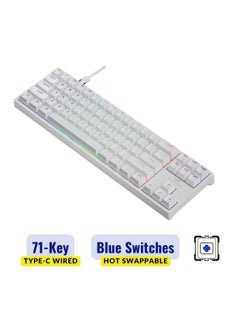 Buy Mechanical Keyboard 71 Keys RGB Backlight Detachable Type-C Wired 70% Gaming Keyboard Black/White - Blue Switch in UAE