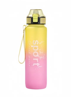 Buy New Sports Water Bottle, Tumbler,Soft Spout, Frosted, Gradient Water Cup Sports Cup Letter Straw Cup Large Capacity Tote Cup Fitness Plastic Cup Water Bottle, Yellow and Pink-1000ML in Saudi Arabia