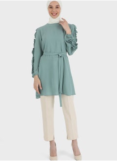 Buy Lettuce Sleeve Tie Detail Tunic in UAE