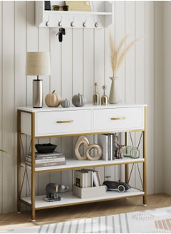 Buy Console Table with Drawers Sofa Table 100cm White/Gold in Saudi Arabia