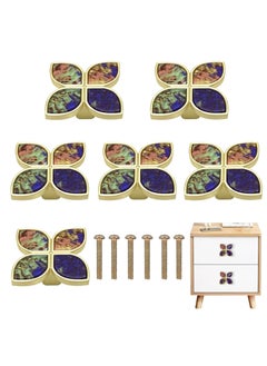 اشتري Knobs Four-Leaf Clover Brass Pulls Handles, Gold Knobs Dresser Knobs Clover Cabinet Handles with Screws for Dresser Drawers Kitchen Cabinet Watercolor, 6 pcs في السعودية